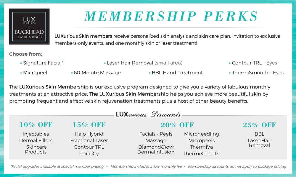 Become a member at LUX Med Spa at Buckhead Plastic Surgery